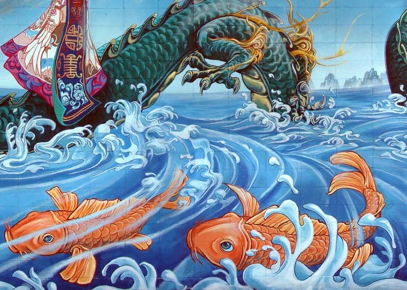 Tranh tường cá chép hóa rồng.jpg