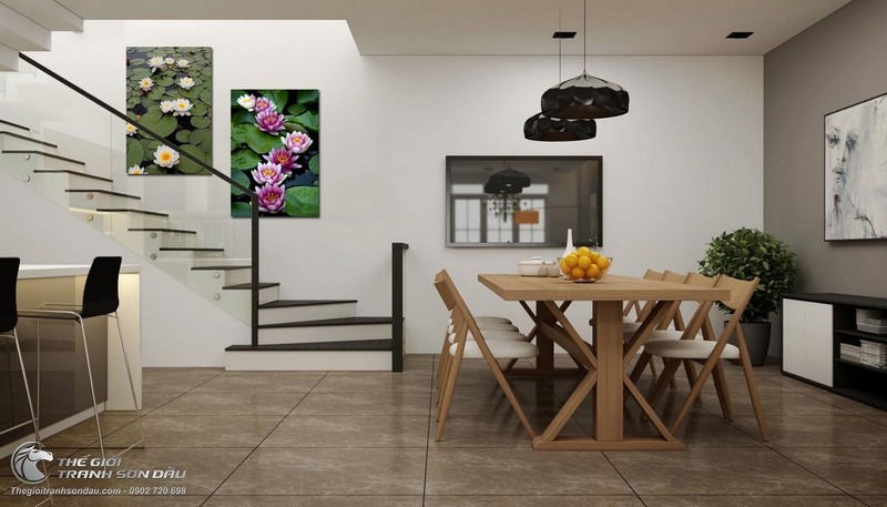 Tranh Vẽ Ao Sen Hồng Trắng Bộ 2 Bức.jpg