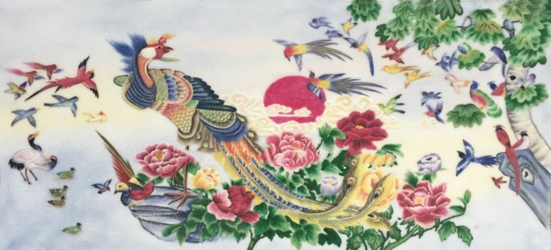 Tranh vẽ bách điểu triều phụng đẹp.jpg