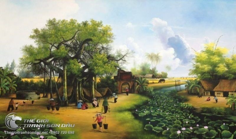 Tranh Vẽ Buổi Sinh Hoạt Sáng Sớm Ở Quê.jpg