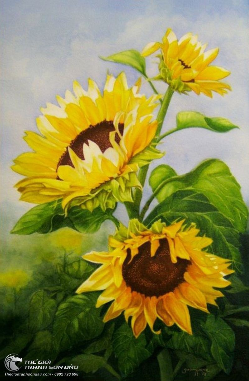 Tranh Vẽ Cây Hoa Hướng Dương Lung Linh Ánh Nắng.jpg