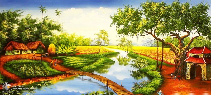 Tranh Vẽ Con Sông Uốn Lượn Ven Đường.jpg