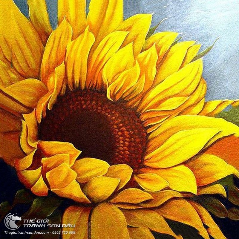 Tranh Vẽ Sơn Dầu Bông Hoa Hướng Dương Đẹp.jpg