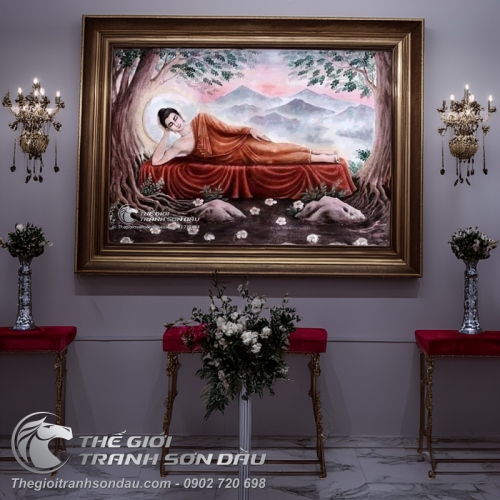 Mẫu Tranh Phật Nằm Từ Bi Vẽ Sơn Dầu