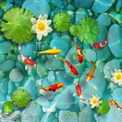 8 Bức tranh cá chép và hoa sen cực đẹp cho phòng khách