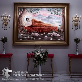 Mẫu Tranh Phật Nằm Từ Bi Vẽ Sơn Dầu