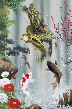 Những mẫu tranh cá chép hóa rồng đẹp