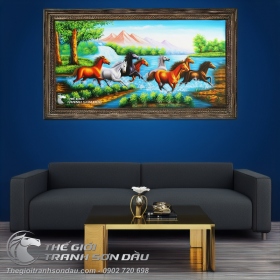 Tranh Bát Mã Đồ Đẹp Treo Phòng Khách
