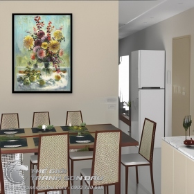 Tranh Bình Hoa Cúc Màu Sắc Rực Rỡ