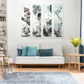 Tranh Bộ Tứ Quý Cúc Trúc Lan Đào