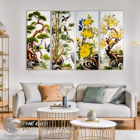Tranh bộ tứ quý Tùng Cúc Trúc Mai