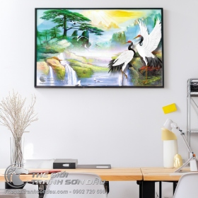 Tranh Cao Sơn Lưu Thủy Và Chim Hạc