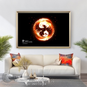 Tranh Chim Phụng Hoàng Lửa Và Mặt Trời Đỏ