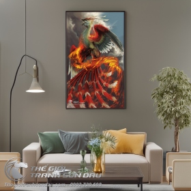 Tranh Chim Phượng Hoàng Lửa Bay Trên Mây