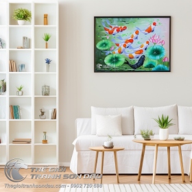 Tranh Chín Con Cá Chép Phong Thủy Cửu Ngư