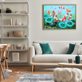 Tranh Cửu Ngư Quần Hội Chín Con Cá Chép