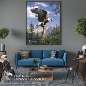 Tranh Đại Bàng Cây Cối Và Núi Tuyết