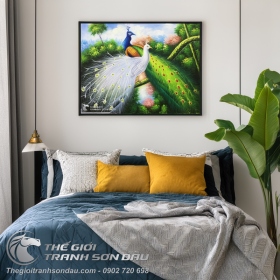 Tranh Đôi Chim Công Uyên Ương