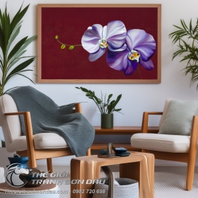 Tranh Hai Đóa Hoa Lan Màu Tím