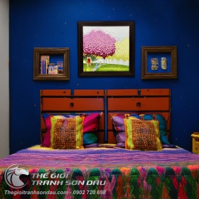 Tranh Hiện Đại Phố Hoa Trát Bay Cây Lá Hồng