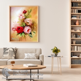 Tranh Hoa Hồng Sơn Dầu Đẹp