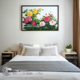 Tranh Hoa Mẫu Đơn Phong Thủy 9 Bông