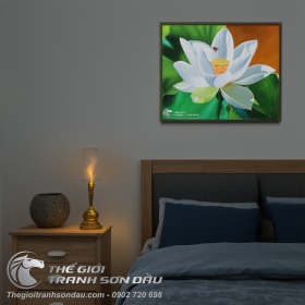 Tranh Hoa Sen Trắng Trong Sáng