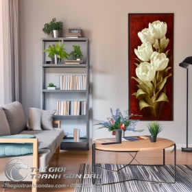 Tranh Hoa Tulip Màu Trắng