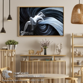 Tranh Khỏa Thân Cô Gái Nằm Trên Dải Lụa