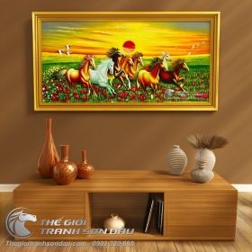 Tranh Ngựa Mã Đáo Bình Minh Trên Thảo Nguyên