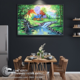Tranh Phong Cảnh Ngôi Nhà Bên Dòng Suối