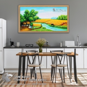 Tranh Phong Cảnh Quê Hương Cánh Đồng Lũy Tre
