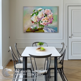 Tranh Phong Thủy Hoa Mẫu Đơn Cổ Điển Tả Thực