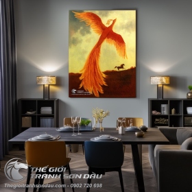 Tranh Phượng Hoàng Lửa Bay Đẹp Khổ Đứng