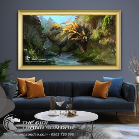 Tranh Rồng Bay Quan Sông Và Núi