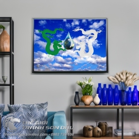 Tranh Rồng Xanh Và Rồng Trắng