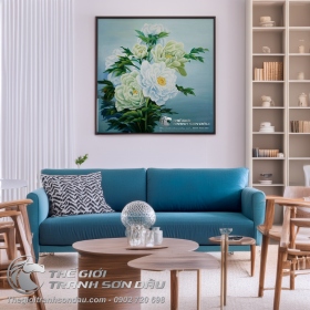 Tranh Sáu Bông Hoa Mẫu Đơn May Mắn