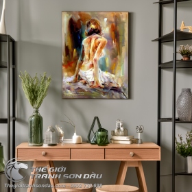 Tranh Sơn Dầu Bán Khỏa Thân Cô Gái