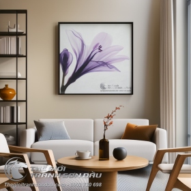 Tranh Sơn Dầu Bông Hoa Hiện Đại Màu Tím