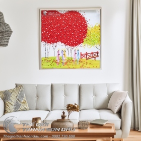 Tranh Sơn Dầu Cây Đỏ Phong Cảnh Việt Nam