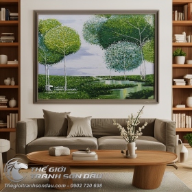 Tranh Sơn Dầu Cây Vẽ Dày Màu Hiện Đại