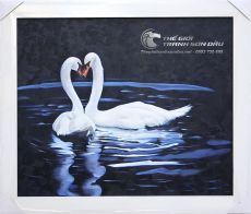 Tranh Sơn Dầu Đôi Thiên Nga Treo Phòng Ngủ