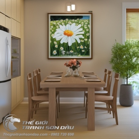 Tranh Sơn Dầu Hoa Cúc Trắng Ấn Tượng