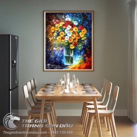 Tranh Sơn Dầu Hoa Cúc Trát Bay Nghệ Thuật