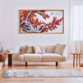 Tranh Sơn Dầu Hoa Đào Đắp Nổi