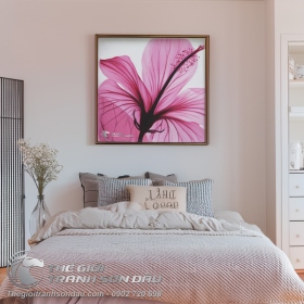 Tranh Sơn Dầu Hoa Hiện Đại Màu Hồng