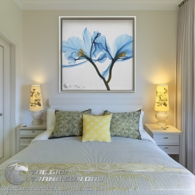 Tranh Sơn Dầu Hoa Lan Hiện Đại Màu Xanh