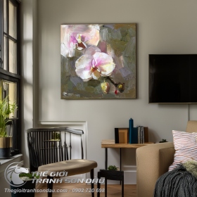 Tranh Sơn Dầu Hoa Lan Trắng