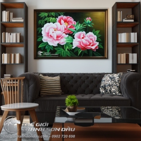 Tranh Sơn Dầu Hoa Mẫu Đơn Bốn Bông