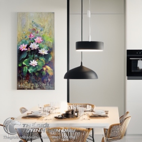 Tranh Sơn Dầu Hoa Sen Khổ Dọc